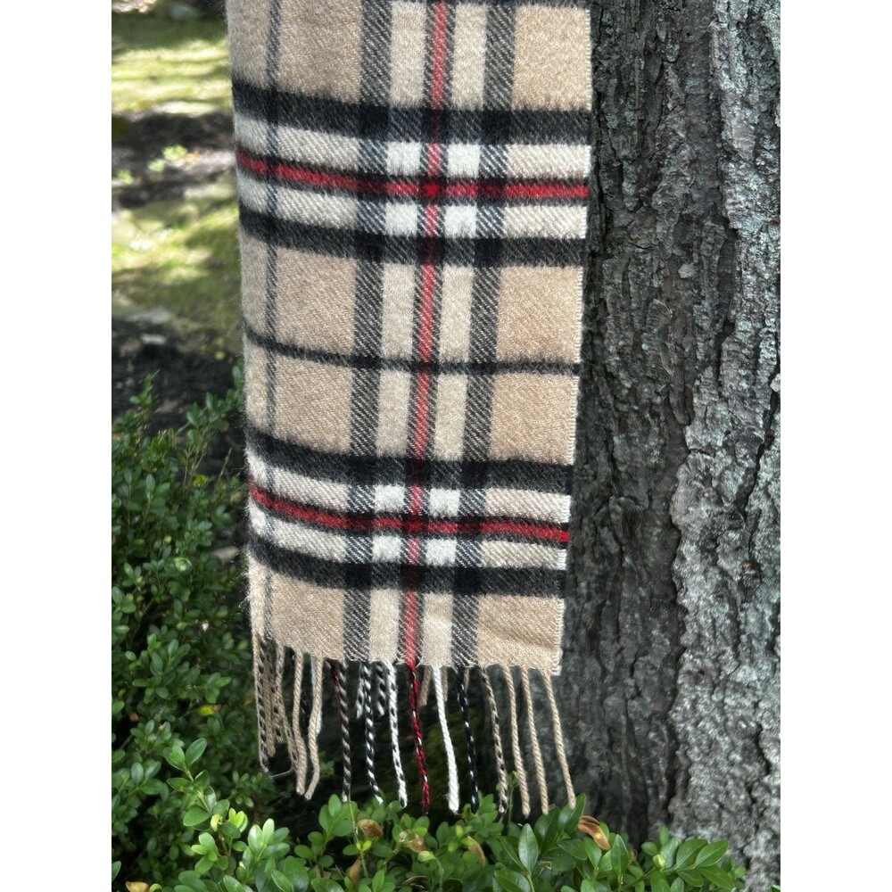 Johnstons of Elgin 100% Cashmere Scarf Made in Scotland Plaid Fringe Nova Check - Picture 3 of 5